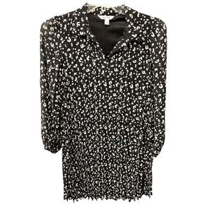 Nine West Womens size XS Knife Pleated Black and White Leopard Print Dress NNT